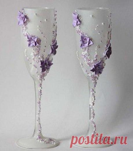 Бокалы на свадьбу своими руками, или Эксклюзив в оформлении праздника