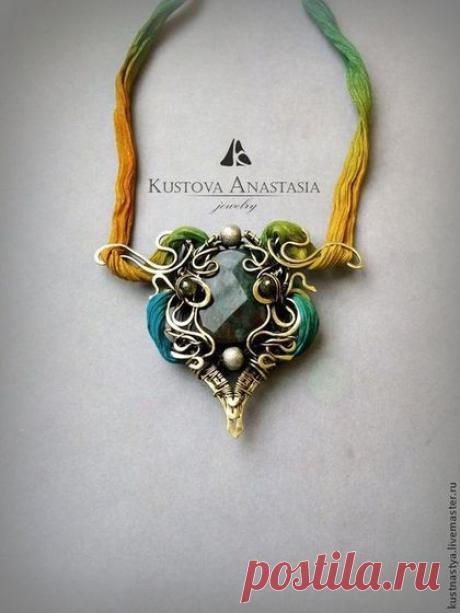 Кулон wire wrap "Alladin" - wire wrap, кулон с камнями, красивое украшение
