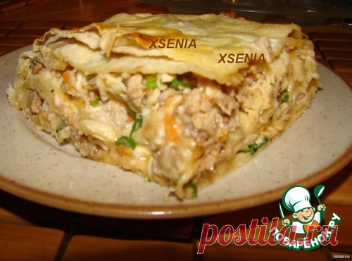 Мясной пирог из лаваша Кулинарный рецепт