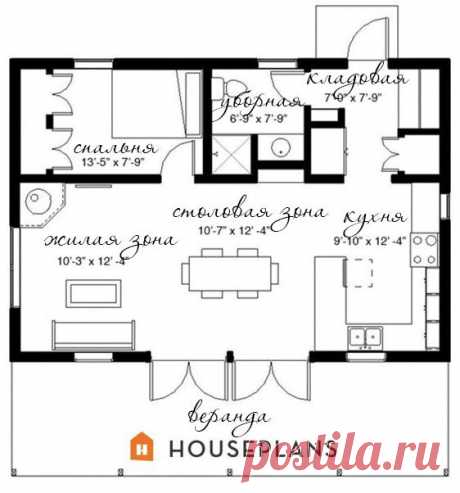 Проект одноэтажного каркасного дома 9 на 6 метров | Дачный дизайн от Наталии