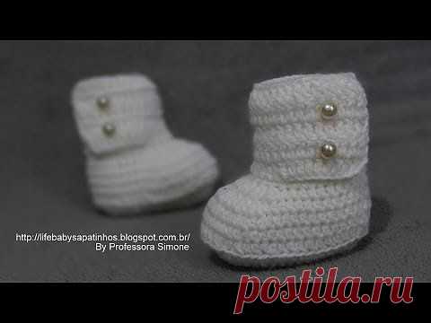 Пинетки--сапожки крючком, видео-урок.