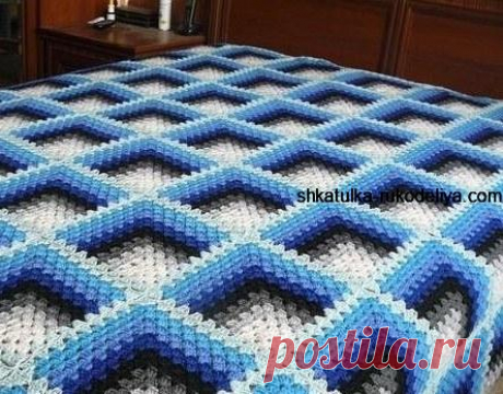 Мотив 3d крючком для пледа. Схемы вязания крючком пледа из квадратов. Как связать плед с 3d эффектом | Шкатулка рукоделия. Сайт для рукодельниц.