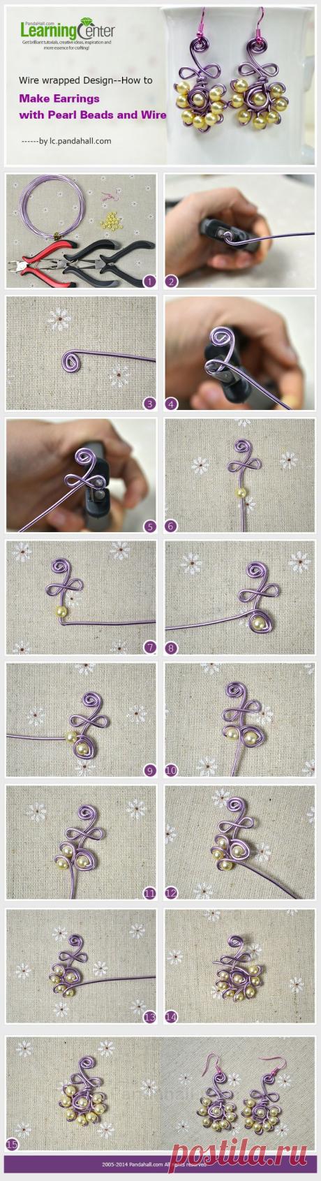 (1) Wire Wrapped Design--How to Make Earrings with Pearl Beads and Wire | Jewelry tutorials/tips/tools