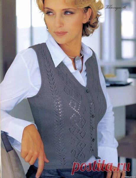 Жилет спицами..