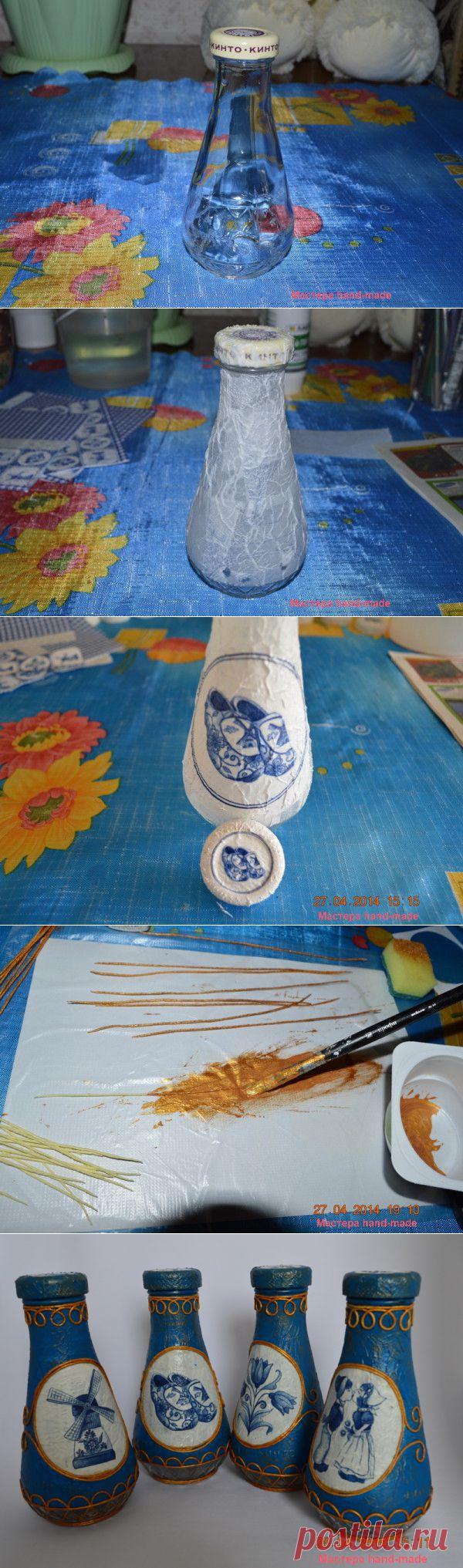 Декорирование бутылки в технике декупаж и пейп-арт, мастер-класс   Мастера hand-made