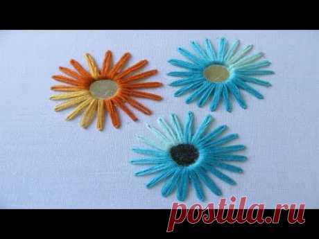 Hand Embroidery | Mirror Work With Lazy Daisy Stitch | Hand Embroidery Designs #12