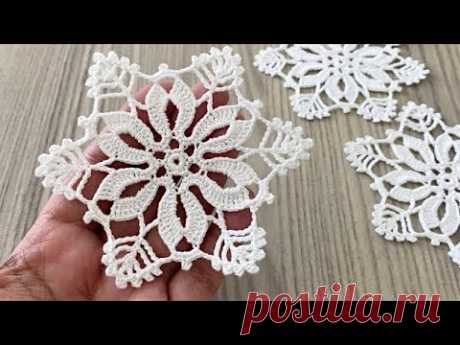 Look at this Beautiful Snowflake ❄️ ❗️Crochet Flower Motif Pattern for Christmas