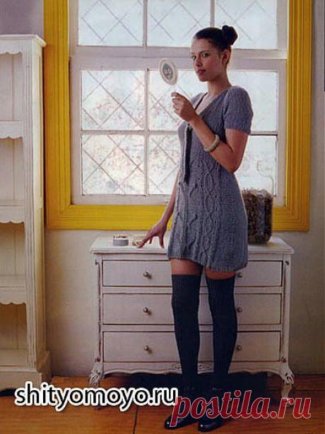 Синее платье, связанное спицами. Описание и схемы бесплатно/Платья, туники и сарафаны/Вязание/Статьи / Шитье, вязание, рукоделие, бисероплетение