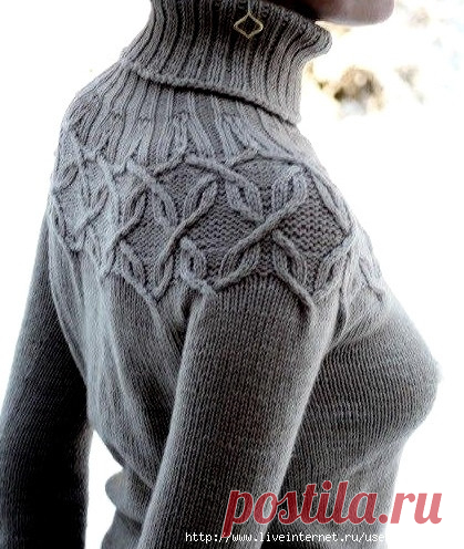 Свитер с круглой кокеткой Размер XS (S, M, L, XL, XXL).В готовом виде: объем груди 81.5 (87, 94.5, 104, 114) см;обхват предплечья 28 (30.5, 31.5, 33, 36, 40.5) см,длина по спинке 59.5 (61, 62, 66, 67.5, 68.5) см.Для работы потребуется: 7 (7, 8, 9, 11, 12) мотков пряи Berroco Blackstone Tweed (65% шерсть, 25%...