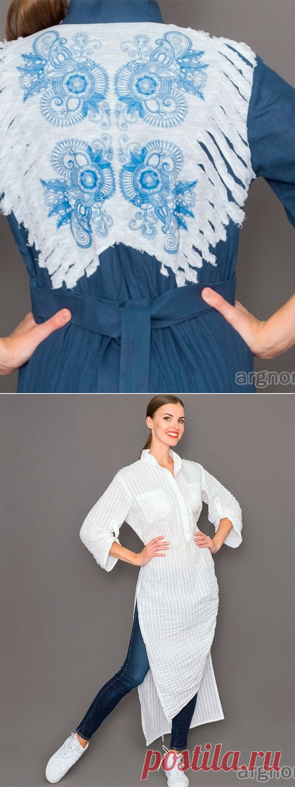 Рубашка удлиненная с разрезами - Арт 17Ф039/белый | Интернет магазин ArgNord.ru