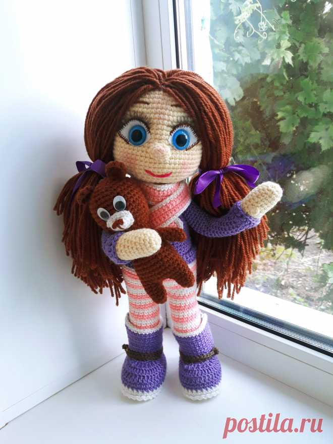 PDF Модница крючком. FREE crochet pattern; Аmigurumi doll patterns. Амигуруми схемы и описания на русском. Вязаные игрушки и поделки своими руками #amimore - большая кукла, каркасная куколка, девочка.