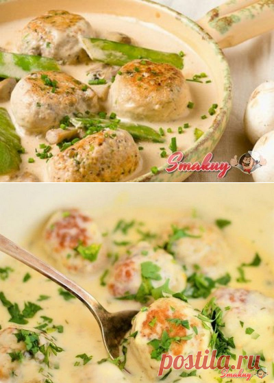 Тефтельки в сливочно-грибном соусе » Смакуй - кулинарные рецепты со всего света!