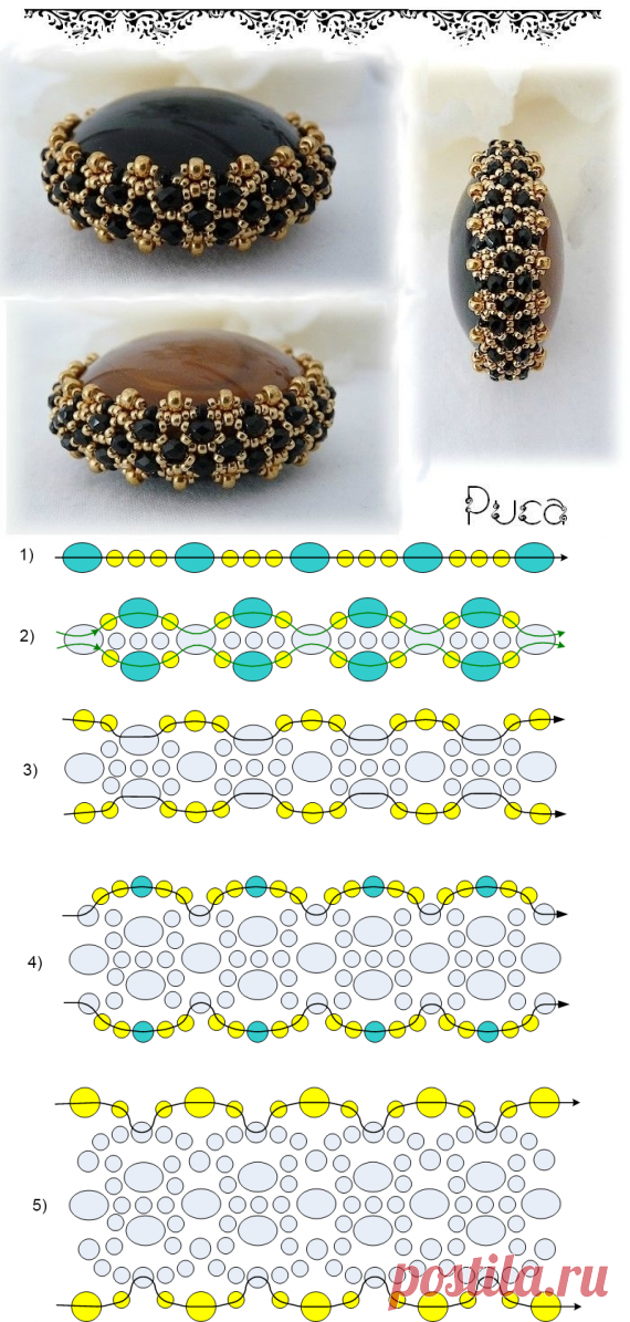 Trança de esquema (aproximado) para cabochão. . Discussão sobre LiveInternet - Serviço de Jogo on-line russo
