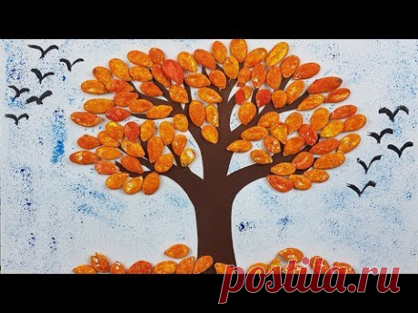 Осенняя поделка для детей из тыквенных семечек