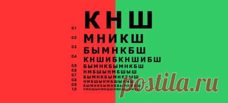 Дуохромный тест для определения близорукости и дальнозоркости