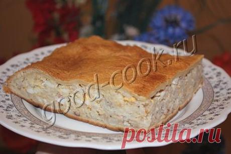 пирог с рыбой и рисом, рецепт приготовления