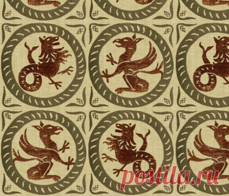 13th Century Dragon Tile fabric - peacoquettedesigns - Spoonflower 13th Century Dragon Tile by peacoquettedesigns