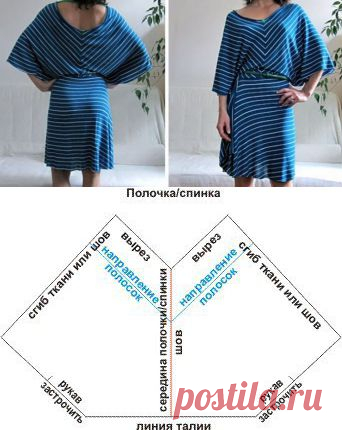 Оригинальная идея платья в полоску | Шкатулка