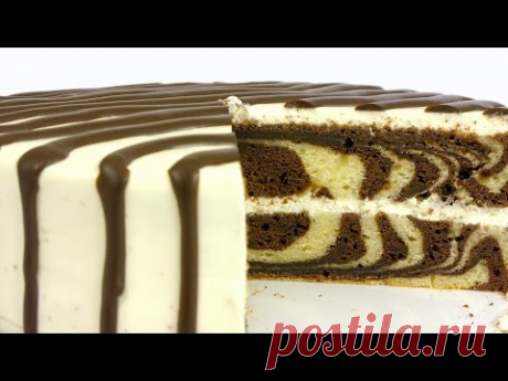 Торт &quot;Зебра&quot;. Простой рецепт красивой и вкусной выпечки.