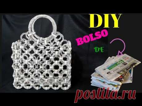 DIY / BOLSO DE PERIÓDICO 👜 NEWSPAPER BAG 🗞️ Manualidades con papel de periódico 😀