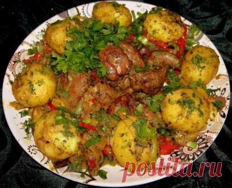 Печень куриная с овощами — рецепт