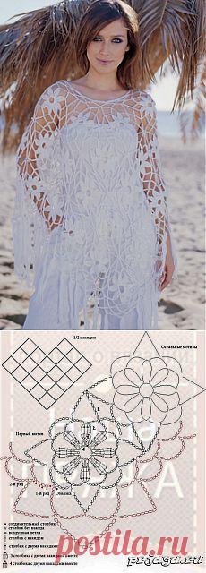 Цветочная накидка крючком схемы