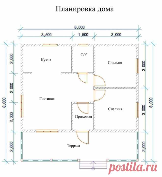 Планировка дома 8 на 8