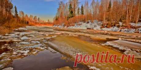 Одноклассники. Нягань. Ледоход на закате.