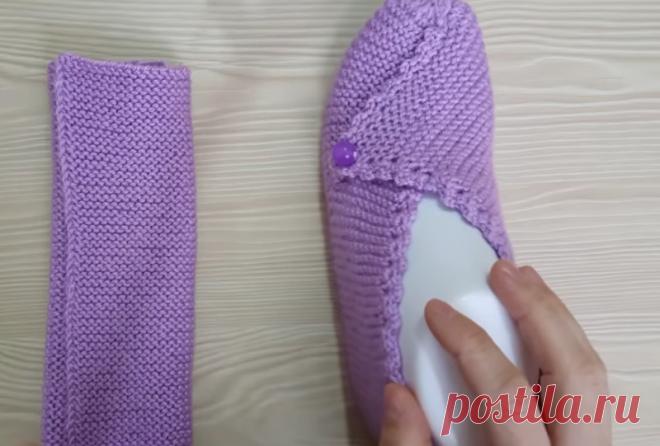 Как вязать тапочки спицами