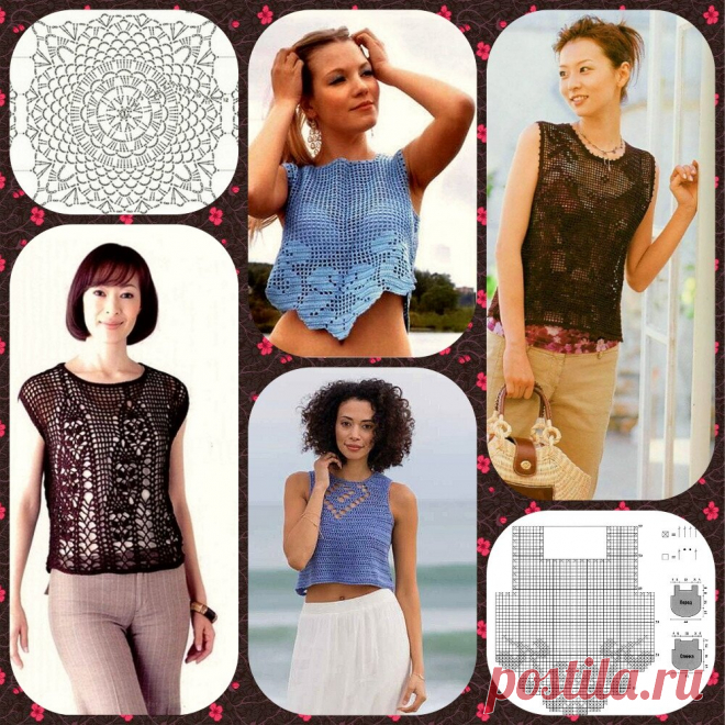 Летние топы и майки: филейное вязание крючком | Левреткоман-оч.умелец🐾 | Дзен