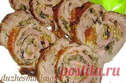 Мясной рулет с грибами | Вкусные рецепты