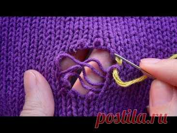 Пин содержит это изображение: 🧶✂️ Easy Way to Repair a Hole in a Knitted Sweater