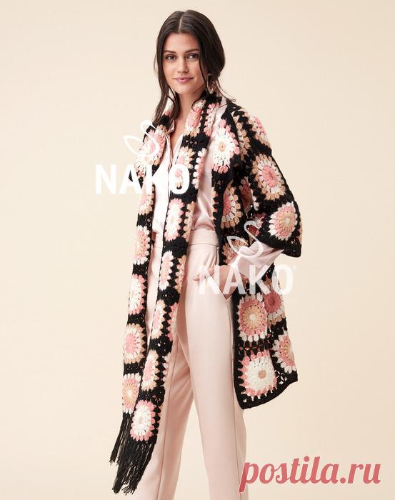 Кардиган и шарф из квадратных мотивов (из пряжи Angora Luks - Nako). Спицами. Схемы. Без перевода. / Обсуждение на LiveInternet - Российский Сервис Онлайн-Дневников