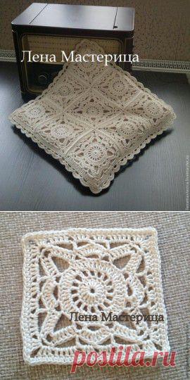 Квадратный мотив крючком для вязаной наволочки на подушку. Мастер-класс. / Вязание - Моя копилочка