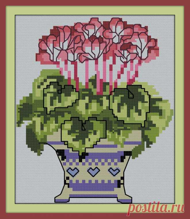 Cyclamen Flowers Cross Stitch Pattern Download Cross Stitch | Etsy