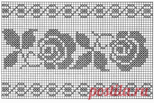 Филейное вязание - полосы из роз - Lilia Vignan