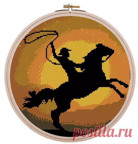 Modern Hoop Cowboy Cross Stitch Pattern Easy Embroidery | Etsy
