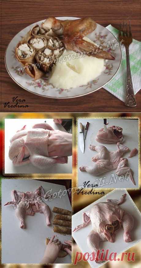 Курица, фаршированная блинами - рецепт второго блюда с фото
