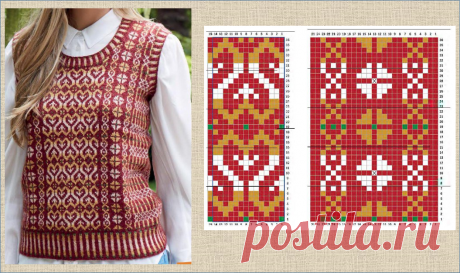 30 шикарных жилетов и безрукавок с жаккардовыми узорами со схемами - вязание спицами - в копилку мастериц | МНЕ ИНТЕРЕСНО | Яндекс Дзен