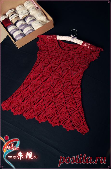 красная кофточка узором" ананас".