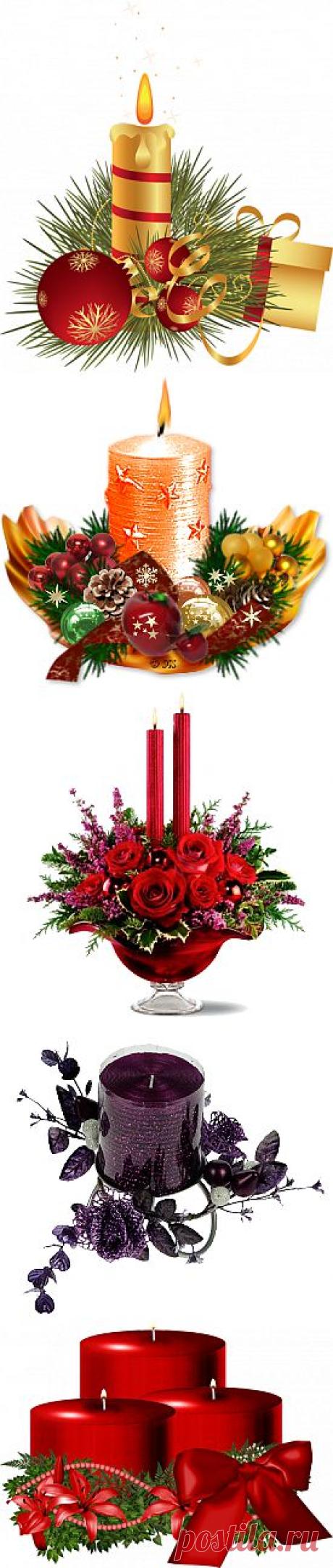 Новогодние свечи PNG .
