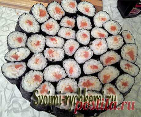 Роллы с форелью. Рецепт с пошаговыми фото