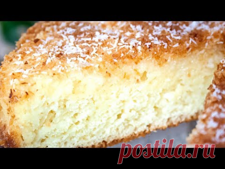 Кокосовый пирог со сливками, быстрый и очень вкусный! Простой рецепт теста на кефире!