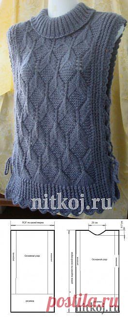 Безрукавка – пончо на завязках » Ниткой - вязаные вещи для вашего дома, вязание крючком, вязание спицами, схемы вязания
