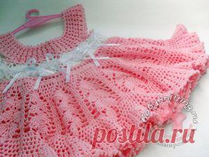 Сарафан Розовая сказка, для годовалой малышки крючком | Вяжем для самых маленьких!