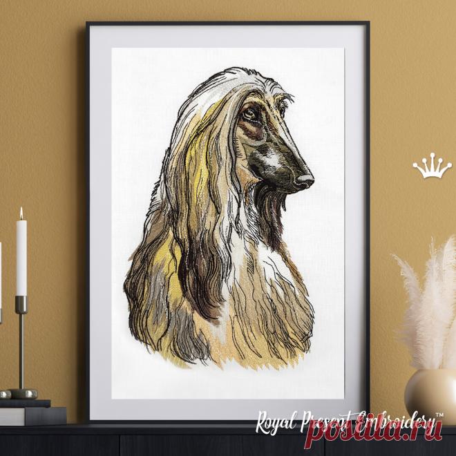 Афганская Борзая Портрет Дизайн машинной вышивки - 5 размеров