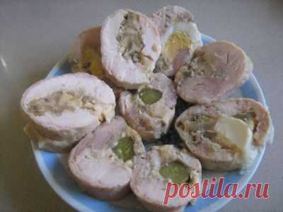 Рулет куриный с грибами : Закуски и бутерброды
