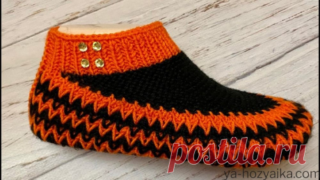 Тапочки-следки новинки. Вязаные тапочки спицами новинка видео