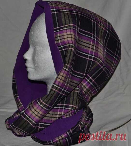 Шарф-хомут с капюшоном Шарф-хомут с капюшономЕго можно сделать двухсторонним или одинаковым со всех сторон.
