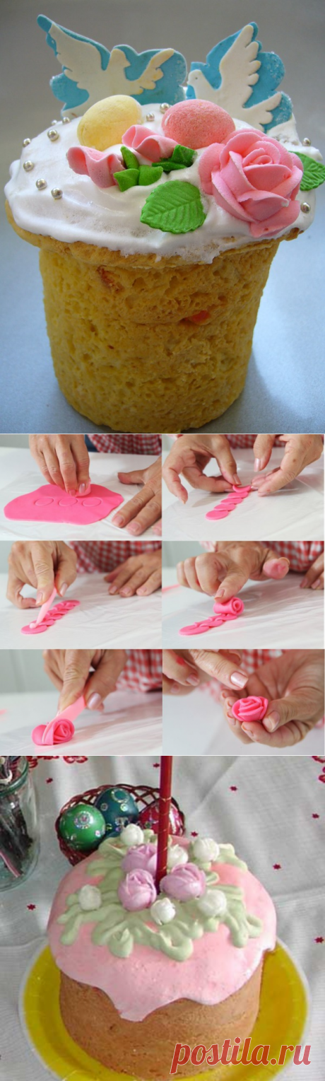 Как украшать пасхальные куличи сахарной мастикой - Перчинка хозяюшка